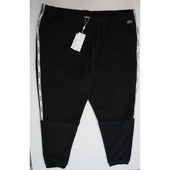 Lacoste XH120851 Men Sz 4XL Black Branded Bands Skinny Fleece Jogging Pants $120 - Picture 1 of 12